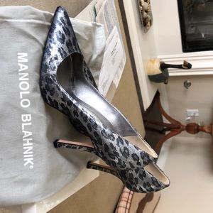 BB fabric metallic cheetah  manolo blahnik